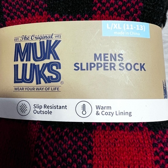 Muk Luks red checkered mens slippers slocks size L-XL (11-13) - Picture 4 of 5